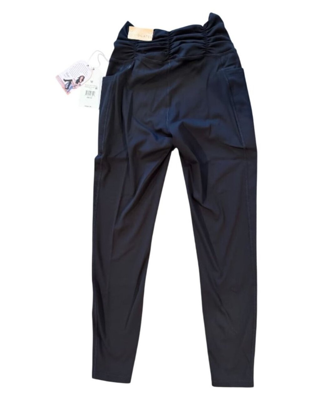 NWT Blogilates Women's Ruched Waist Leggings - Black Size M High Rise/Pockets MS